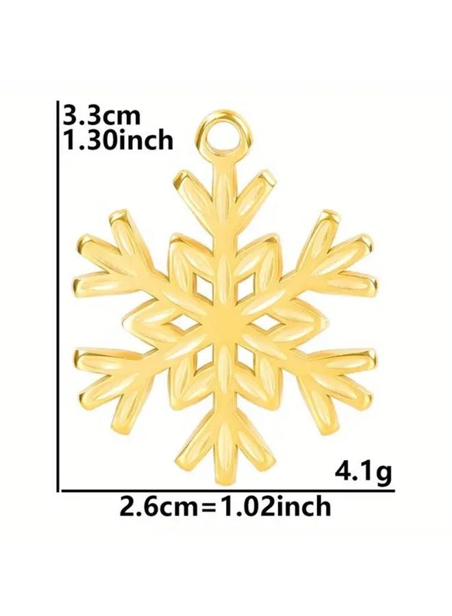 Golden Snowflake Pendant Necklace Set 5pcs Large Handmade Stainless Steel Charms DIY Supplies - Image 4